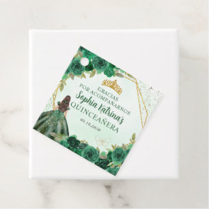 Emerald Grönt Guld Blommigt Princess Tiara Tack Gåvor Etiketter