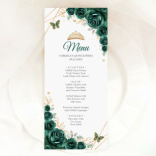 Emerald Grönt Guld Blommigt Quinceanera Meny