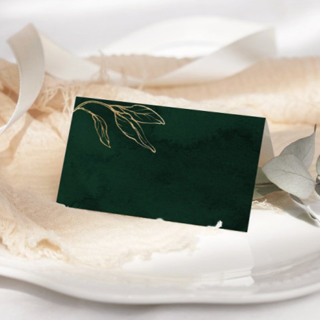 Emerald Grönt Guld Botanical Bröllop Placeringskort (Skapare uppladdad)
