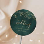 Emerald Grönt & Guld Botanical Elegant bröllop Runt Klistermärke<br><div class="desc">Emerald Grönt & Guld Botanical Elegant bröllop Classic Round Sticker</div>