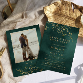 Emerald Grönt & Guld botaniska Eleganten Elopement Inbjudningar