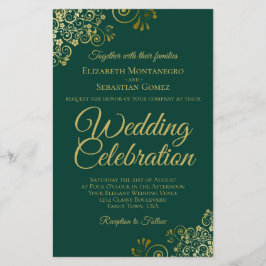 Emerald Grönt & Guld BUDGET Wedding bjudande till 