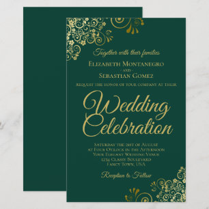Emerald Grönt & Guld BUDGET Wedding bjudande till