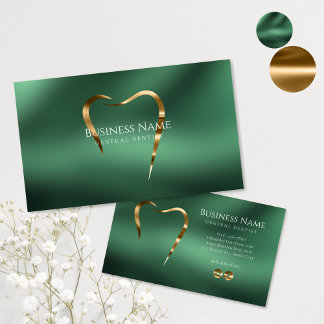 Emerald Grönt & Guld Dentist Affärskort Visitkort
