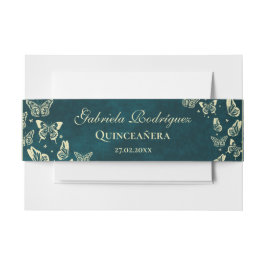 Emerald Grönt Guld Elegant Butterfly Quinceañera Band För Inbjudningskort