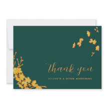 Emerald Grönt & Guld Flowers - Tack för ditt kort