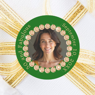 Emerald grönt guld fotodiamant, fantastisk födelse runt klistermärke