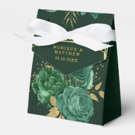 Emerald Grönt & Guld Geometric Blommigt Bröllop Fa Presentaskar