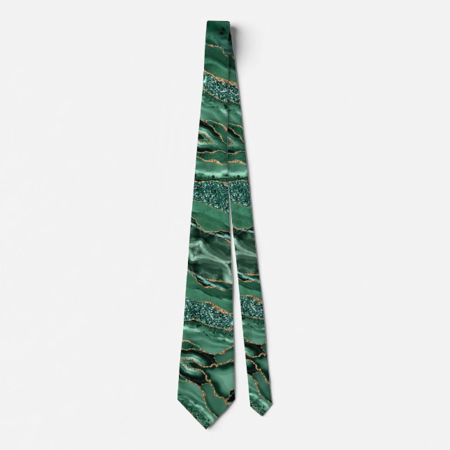 Emerald Grönt Guld Glitter Marble Neck Tie Slips (Framsida)