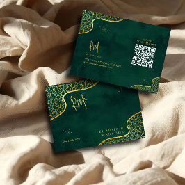 Emerald Grönt Guld Glitter QR Bröllop OSA Tilläggskort