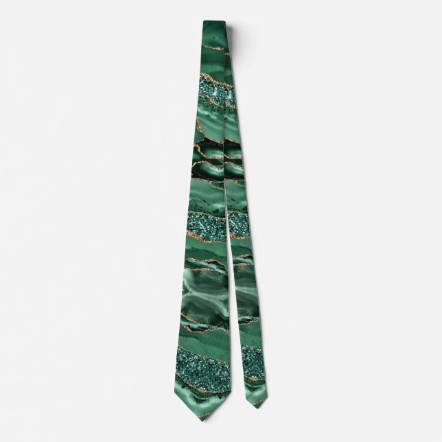 Emerald Grönt Guld Glitter Sparkly Neck Tie Slips (Framsida)