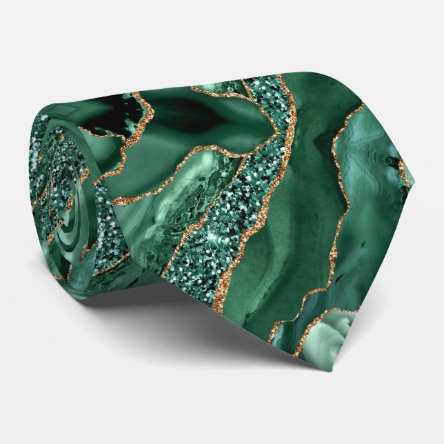 Emerald Grönt Guld Glitter Sparkly Neck Tie Slips (Rullad)