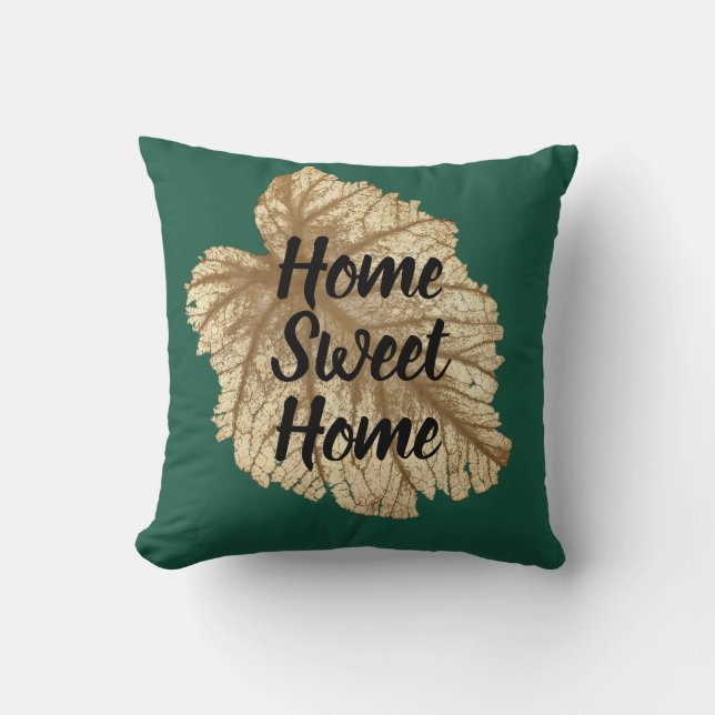 Emerald Grönt Guld Home Sweet Elegant Luxury  Kudde (Framsida)