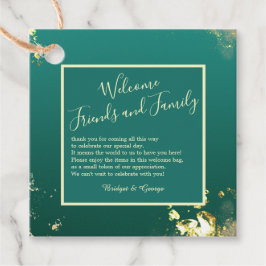 Emerald grönt guld jewel tones bröllop gåvor etiketter