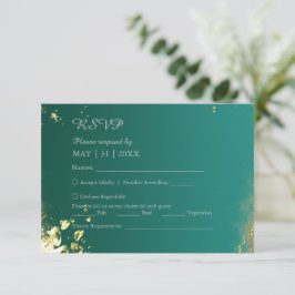 Emerald grönt guld jewel tones bröllop OSA kort