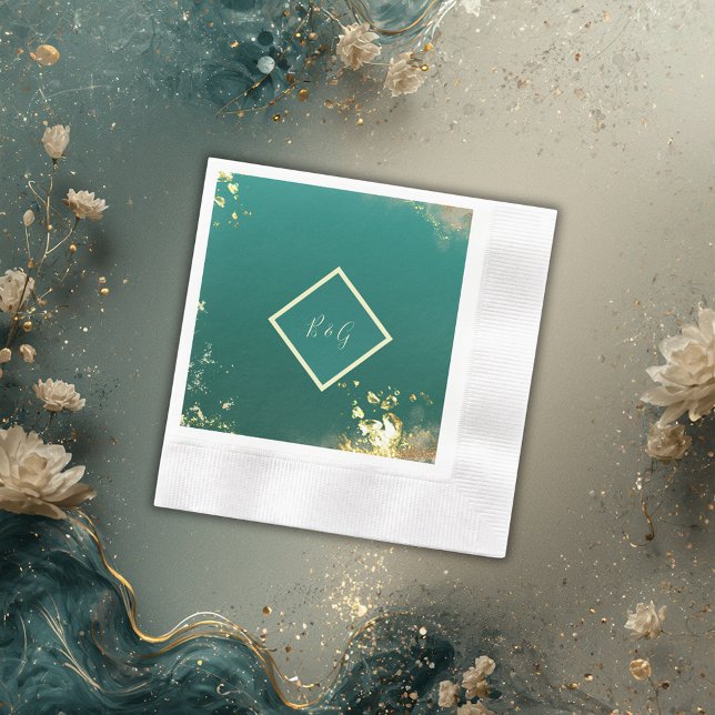 Emerald grönt guld jewel tones bröllop pappersservett (Skapare uppladdad)