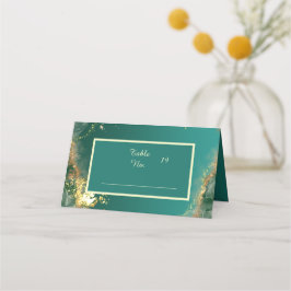 Emerald grönt guld jewel tones bröllop placeringskort