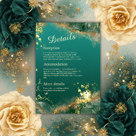Emerald grönt guld jewel tones bröllop tilläggskort