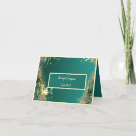Emerald grönt guld jewel tones gästplatskort tack kort
