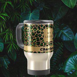 Emerald grönt guld leopard cheetah business kaffemugg