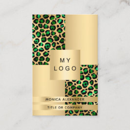 Emerald grönt guld leopard logotyp QR kod Visitkort