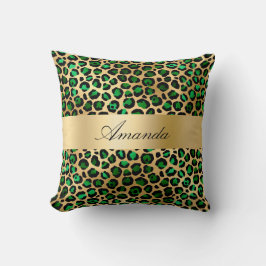 Emerald grönt guld leopard namn elegant kudde