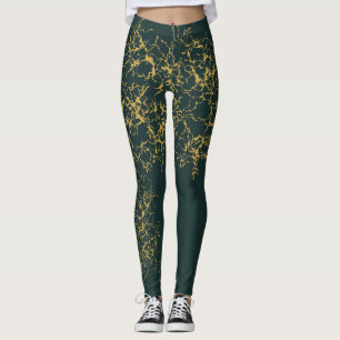 Emerald Grönt Guld Modern Abstrakt Leggings