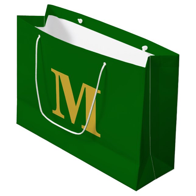Emerald Grönt & Guld Modern Brev Monogram (Framsidan Vinklad)