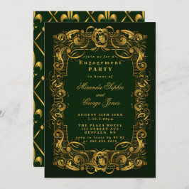 Emerald Grönt Guld Ornament Förlovning-inbjudninga Inbjudningar