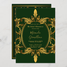 Emerald Grönt Guld Ornament Möhippa Inbjudningar