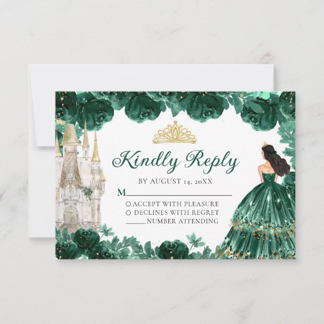 Emerald Grönt Guld Princess Quinceañera OSA kort (Framsida)