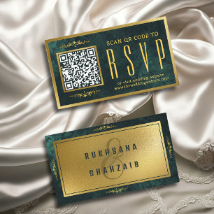 Emerald Grönt Guld QR Code OSA Bröllop webbplats Tilläggskort