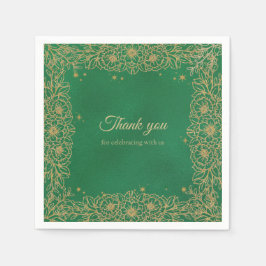 Emerald Grönt Guld Quinceañera Sweet 15 Pappersservett