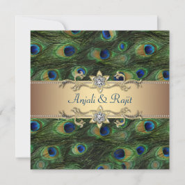 Emerald Grönt Guld Royal Indian Peacock Bröllop Inbjudningar