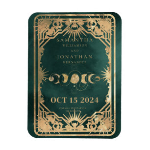 Emerald Grönt Guld Tarot Celestial Spara datum Magnet