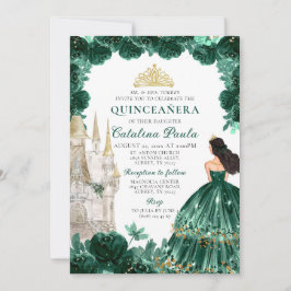 Emerald Grönt Guld Tiara Princess Quinceañera Inbjudningar