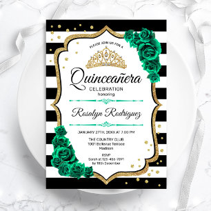 Emerald Grönt Guld White Quinceanera Inbjudningar