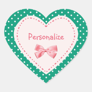 Emerald Grönt Heart med Namn Hjärtformat Klistermärke
