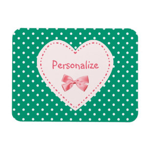 Emerald Grönt Heart med Namn Magnet