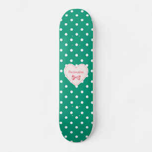 Emerald Grönt Heart med Namn Skateboard Bräda 21,5 Cm