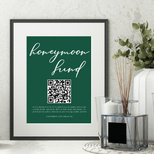 Emerald Grönt Honeymoon Fund Bröllop QR-kod Poster