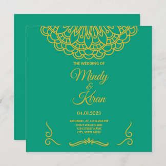 Emerald Grönt Indian Jewel Tone Wedding bjudande Inbjudningar