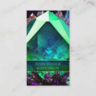 Emerald Grönt Jewel Mystic Healer Gemstone Crystal Visitkort