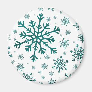 Emerald Grönt jul Snöflingor på Winter White Magnet