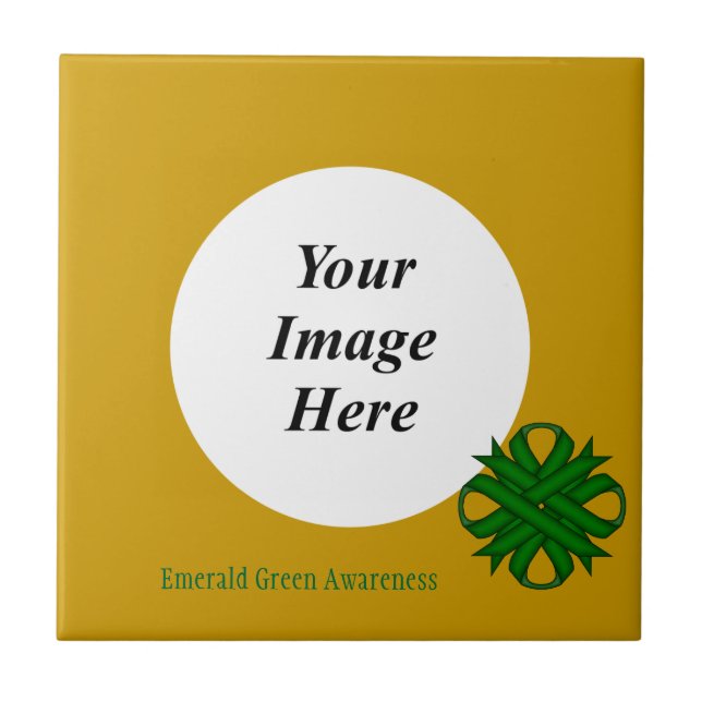 Emerald Grönt Klöver Ribbon Template av K Yoncich Kakelplatta (Framsidan)