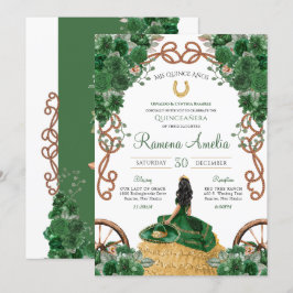Emerald Grönt Land Western Charro Quinceanera Inbjudningar