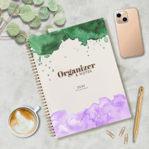 Emerald Grönt & Lavender Watercolor Personalize
