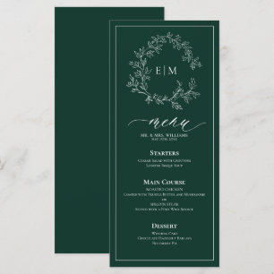 Emerald Grönt Leafy Vapensköld Monogram Bröllop Me Meny