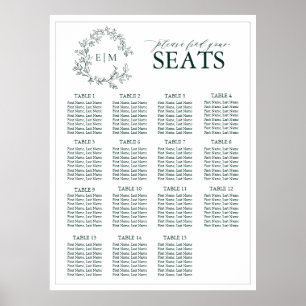 Emerald Grönt Leafy Vapensköld Monogram Bröllop Se Poster