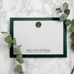 Emerald grönt Leather Guld Square Logotyp Monogram Anteckningskort